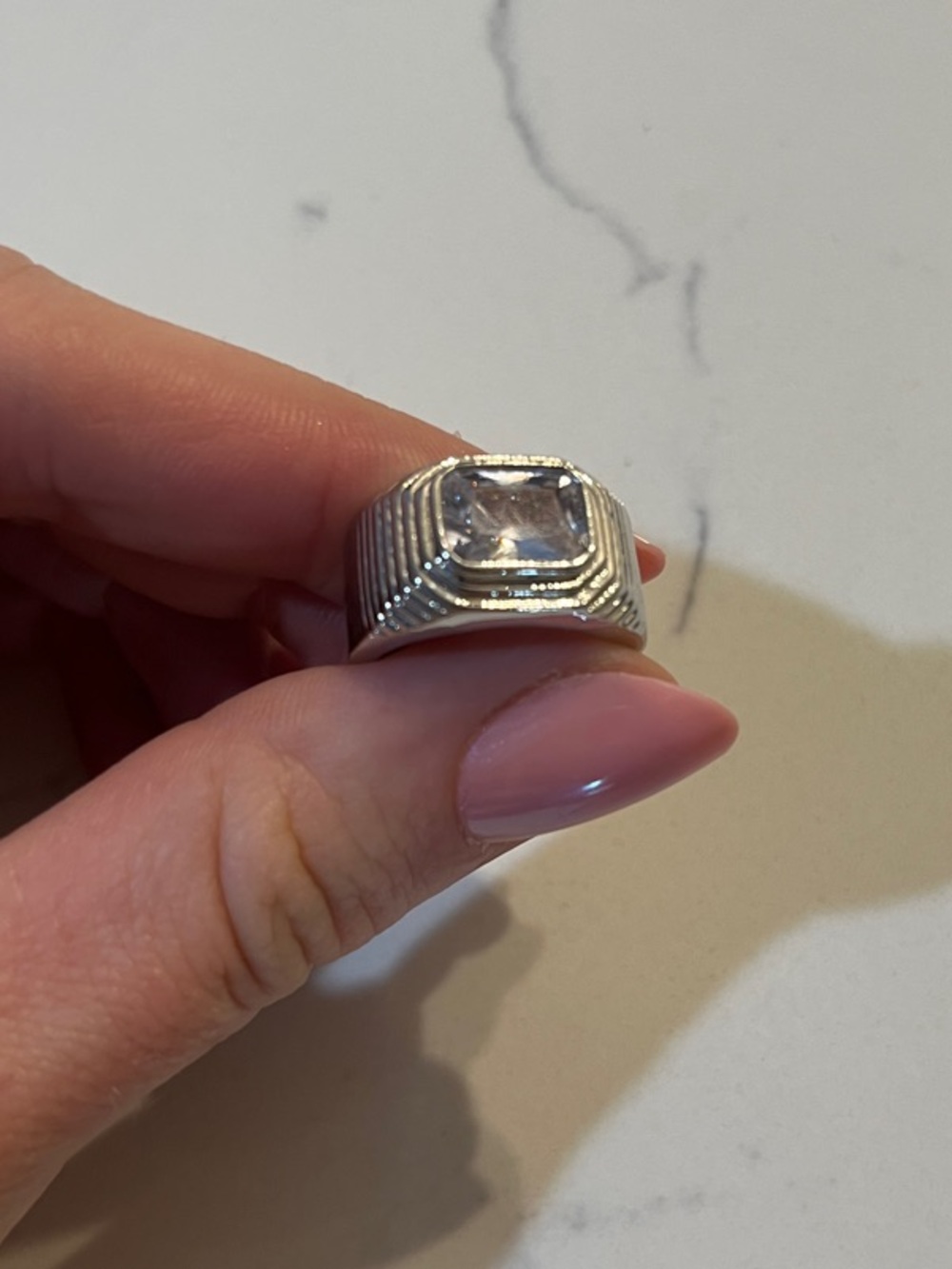 Luv Aj Silver Baguette Ring